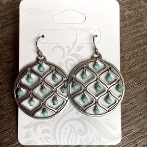 Silpada Earrings with Oxidized Sterling Silver, Blue-Green Howlite